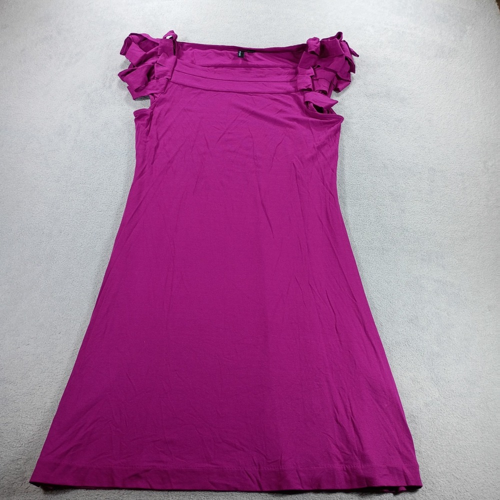 Cynthia Rowley Womens Dress Magenta Large Ruffled Cap Sleeve Jersey